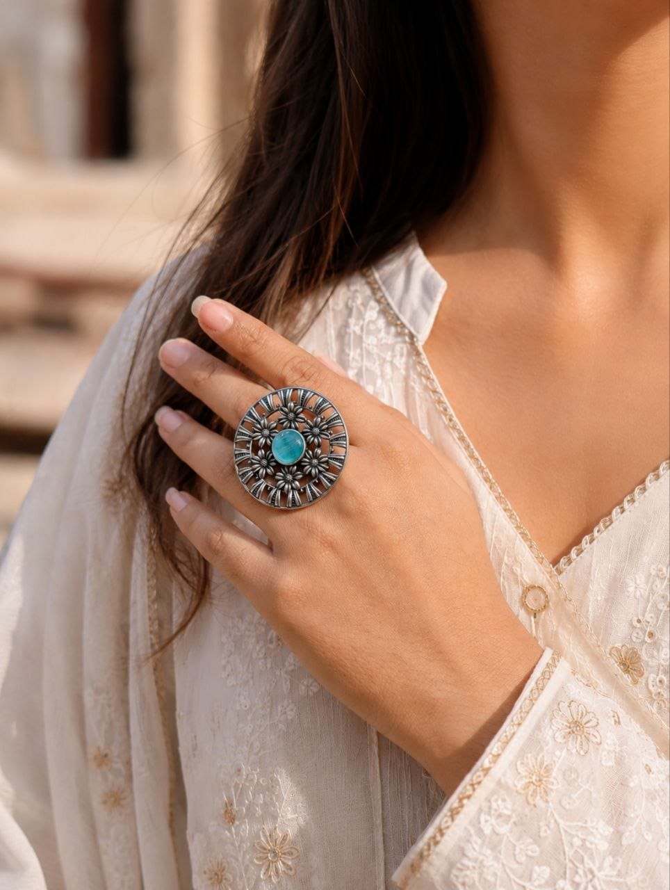 ✨ Antique Turquoise Statement Ring